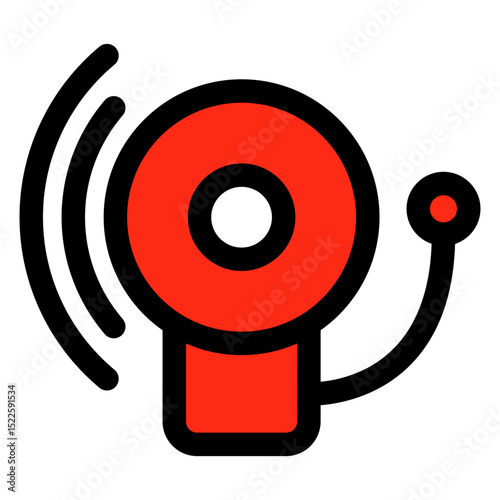 Black and white image of a fire alarm. The alarm is a small. Concept of urgency and importance