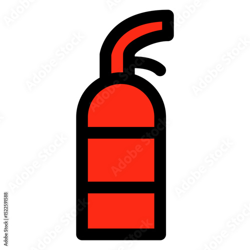 Black and white drawing of a fire extinguisher. The image is simple and clean