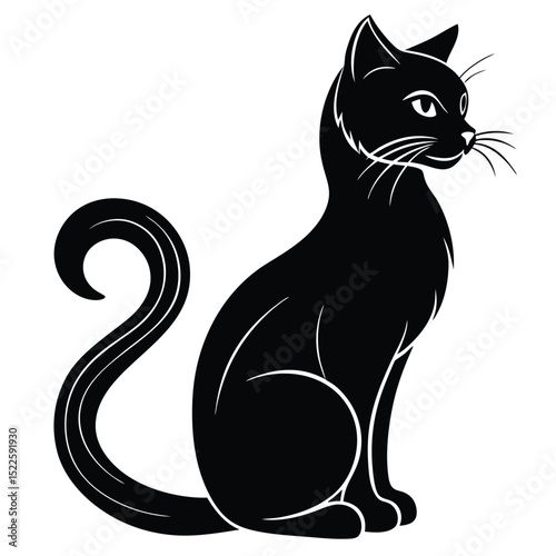 Black cat vector illustration pet feline animal silhouette
