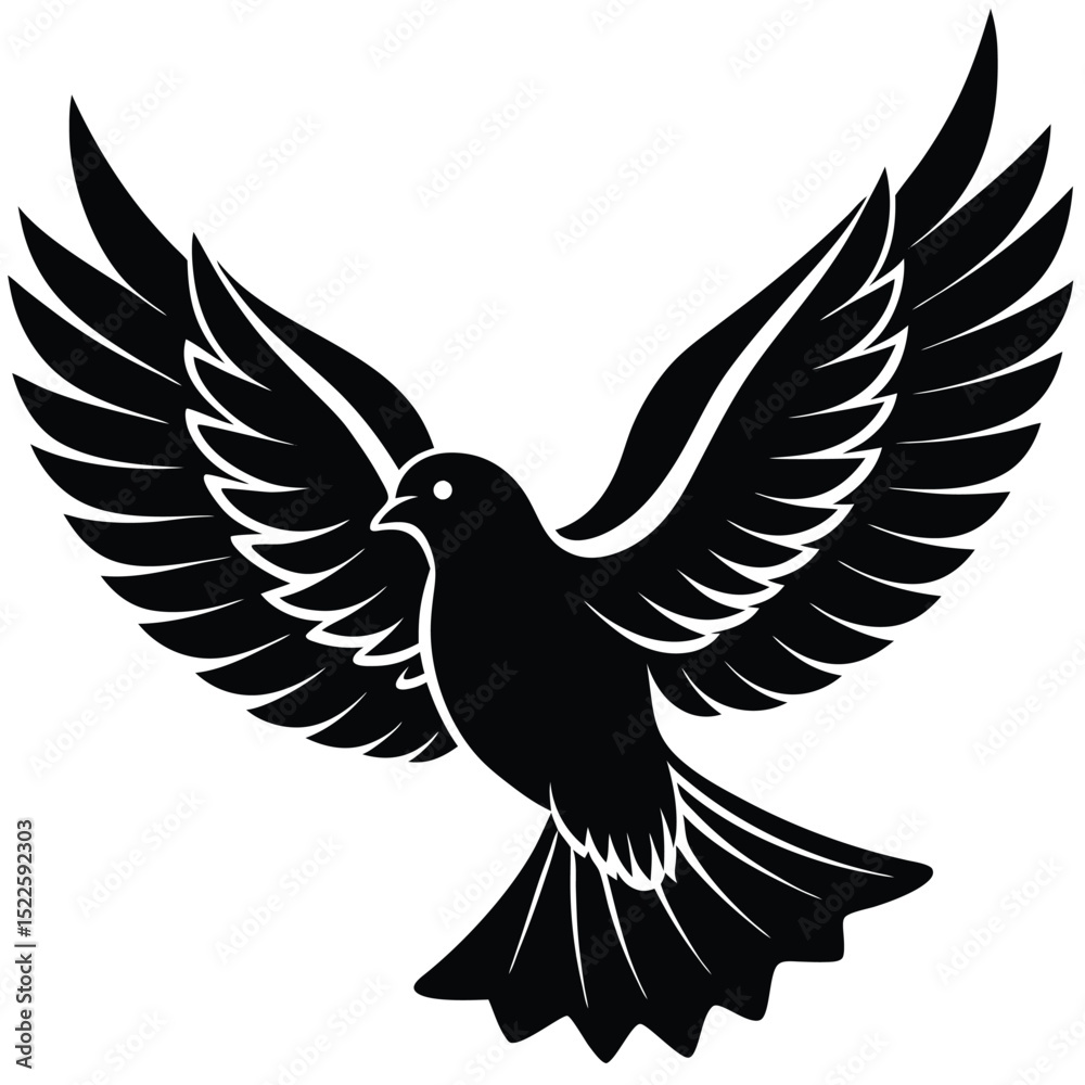 Obraz premium Flying dove vector illustration peace bird graphic design silhouette