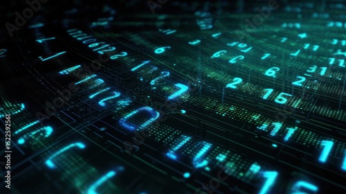 Abstract glowing data characters