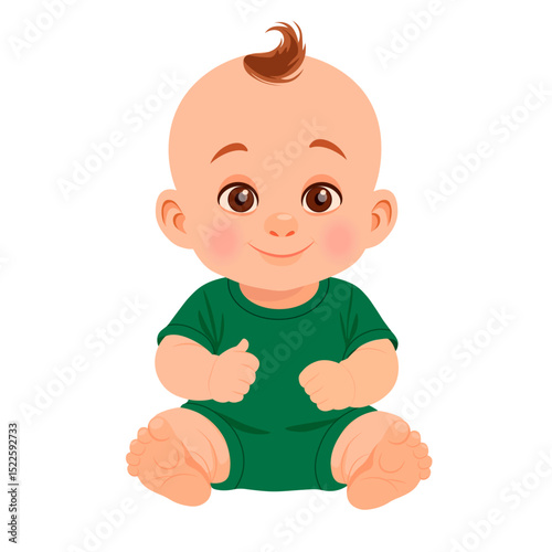 child in green clothes no background vector