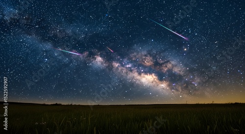 meteor shower in the sky