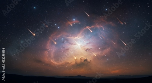meteor shower in the sky
