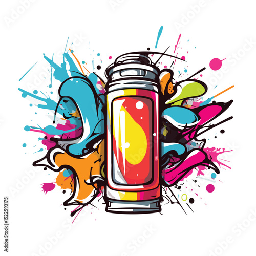 Aerosol Graffiti Paint Spray: Street Art Concept Illustration for Graphic Designs