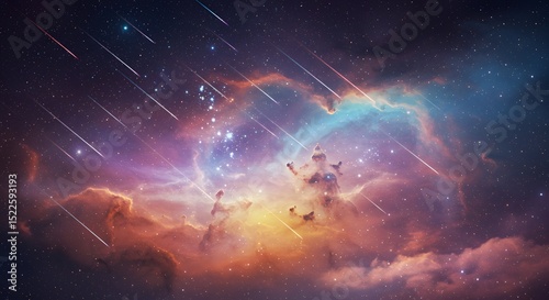 meteor shower in the sky