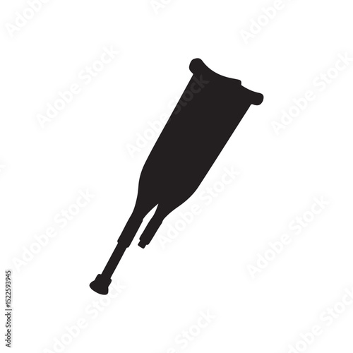 Crutch icon. Attribute of treatment or fracture. Symbol of injury. Support for a disabled or sick person.