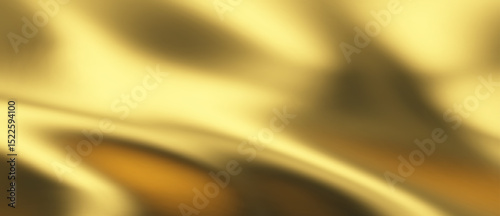 Gold silk background and golden liquid satin wave on fabric cloth for luxury elegance. Abstract smooth flag design with color and 3d ribbon by vector gradient.
