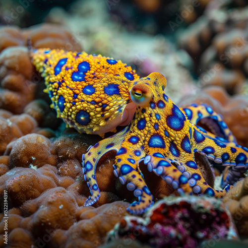 blue-ringed octopus on the ocean floor