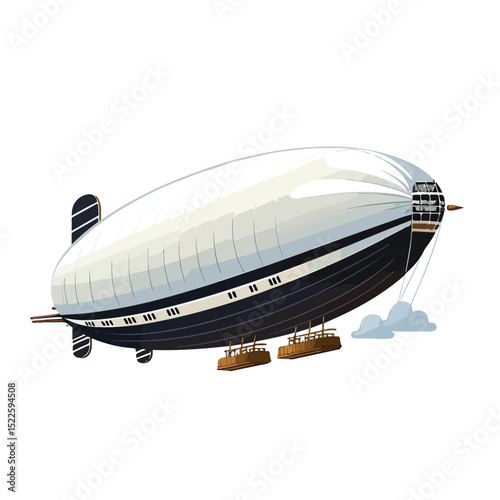 Modern Design Flat Style Vector Illustration of Airship Zeppelin for Creative Projects