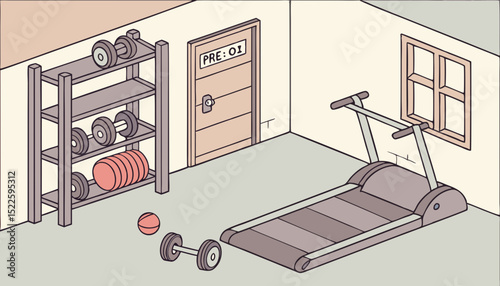 A weight room demonstrates fitness with all the gym items  