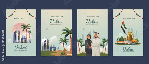 Gradient Dubai Arab Vertical Card Collection