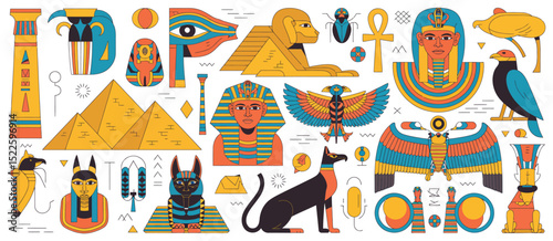 Ancient Egyptian Mythology Symbols and Gods Collection