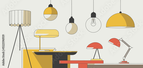 Modern Home Lighting Collection Yellow and Red Lamps