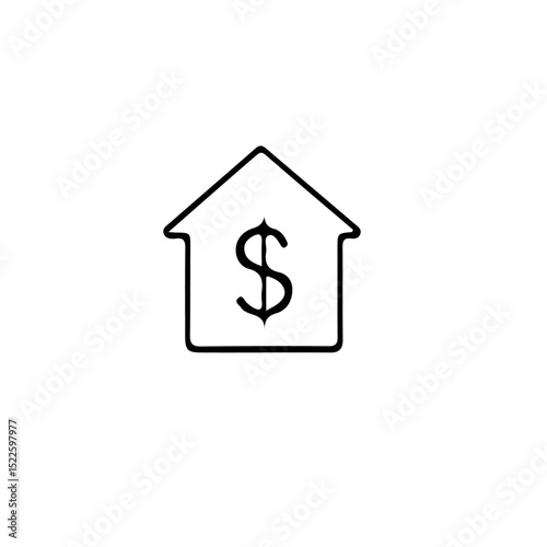 house, icon, sign, home, business, symbol, design, dollar, simple, illustration, building, graphic, banking, bank, property, vector, finance, concept, element, currency, investment, wealth, web, marke