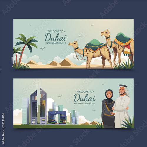 Gradient Dubai Horizontal Banner Set