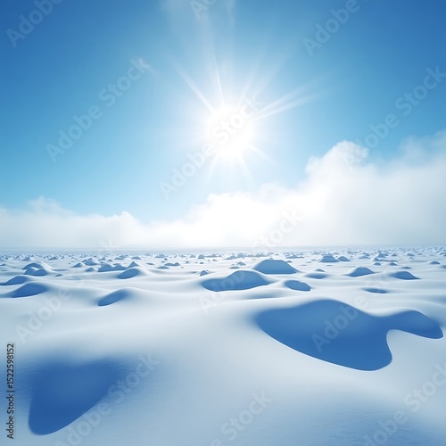 Bright Sunny Day on a Snowy Mountain Slope. photo