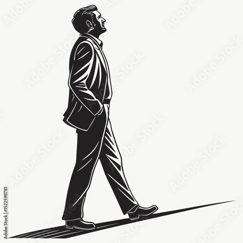 "Silhouette of a Man in Suit walking – Business Professional Vector"