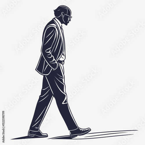 "Silhouette of a Man in Suit walking – Business Professional Vector"