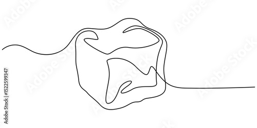 One continuous line illustration of stacked ice cubes, isolated on white background, Continuous line drawing of three ice cubes melting on a surface. Vector illustration, One continuous line