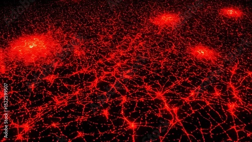 Red Night Map Visualization of City Connections and Urban Areas