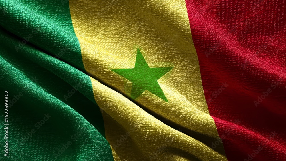 Naklejka premium Celebrating Independence Day with the vibrant flag of Senegal displayed in silky texture