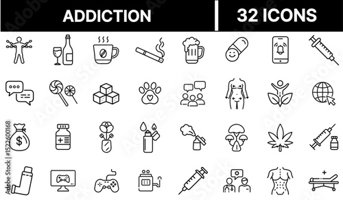 Addiction Icon Representing Dependency, Harmful Habits, and Mental Health Issues