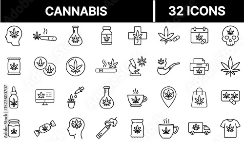 Cannabis Icon Representing Marijuana Leaf, Medical Use, and Herbal Drug Concept