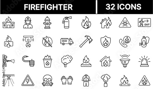 Firefighter Icon Representing Emergency Responder and Firefighting Services
