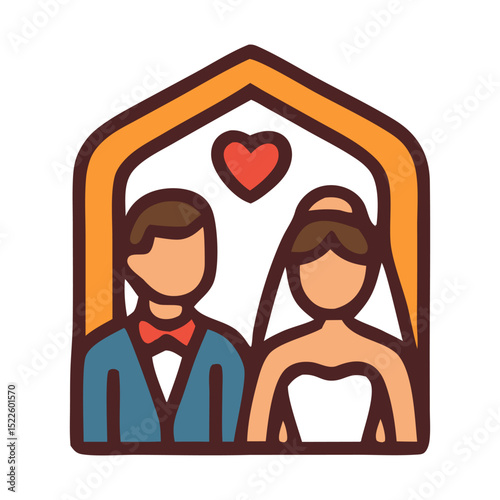 Wedding ceremony featuring a happy couple in traditional attire. Suitable for wedding invitations, event planning, and marriagerelated designs.
