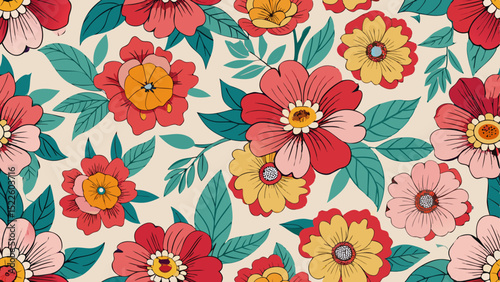 Seamless Vintage Floral Patterns – Colorful Botanical Backgrounds