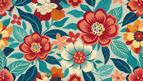 Seamless Vintage Floral Patterns – Colorful Botanical Backgrounds