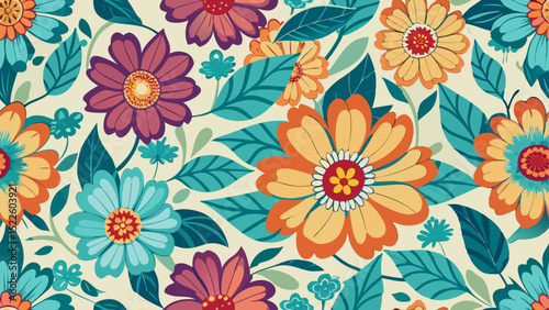 Seamless Vintage Floral Patterns – Colorful Botanical Backgrounds