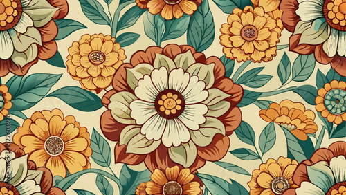 Seamless Vintage Floral Patterns – Colorful Botanical Backgrounds