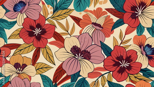 Seamless Vintage Floral Patterns – Colorful Botanical Backgrounds
