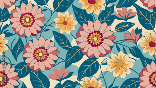 Seamless Vintage Floral Patterns – Colorful Botanical Backgrounds