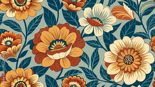 Seamless Vintage Floral Patterns – Colorful Botanical Backgrounds