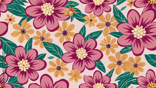 Seamless Vintage Floral Patterns – Colorful Botanical Backgrounds