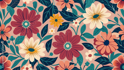 Seamless Vintage Floral Patterns – Colorful Botanical Backgrounds