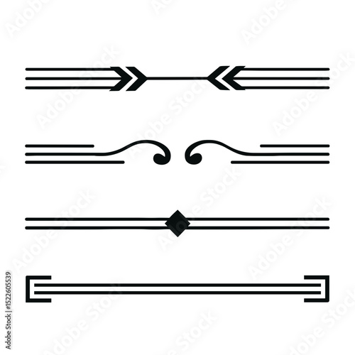 Decorative vector lines for posters, flyers, banners, and web design in elegant black style, clip art