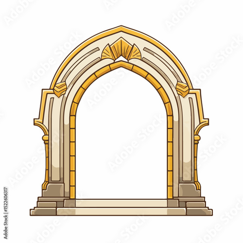 Modern Architectural Arch with Arrow Isolated Icon Vector Illustration