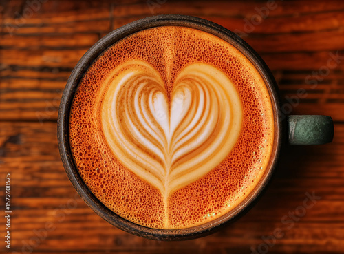 A perfectly formed heart of latte art, showcasing the artistry of a skilled barista.