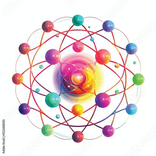 Vector Atom Science Symbol Illustration for Educational Use and Scientific Purposes