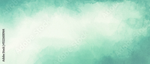 Green watercolor abstract background with grainy texture
