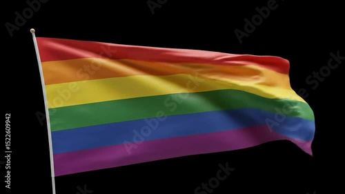 LGBTQ+ Rainbow Flag Loop – Soft Wind Animation on Black

