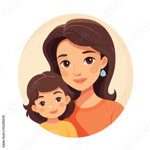 Professional Avatar of Mother and Daughter on White Background