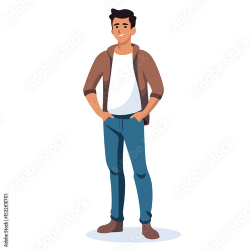 Professional Avatar Young Man Standing Icon Over White Background Vector Illustration