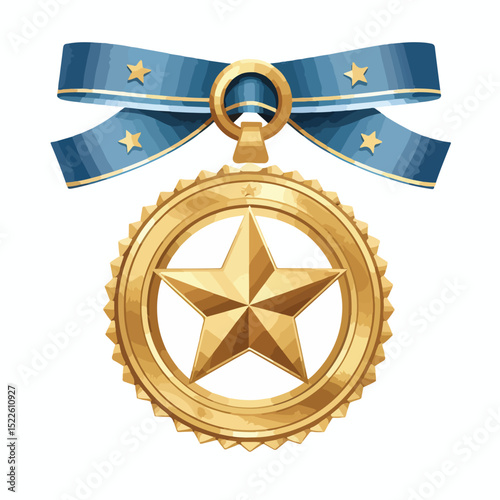 Luxurious Award Medal Symbol Vector Illustration for Professional Recognition and Achievements