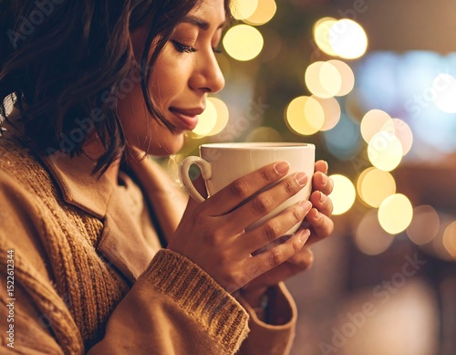 Woman enjoying a warm drink