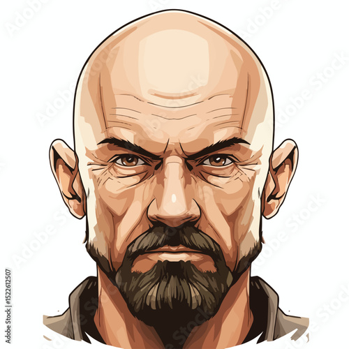 Professional Vector Illustration of Bald Man's Face for Marketing Materials and Designs